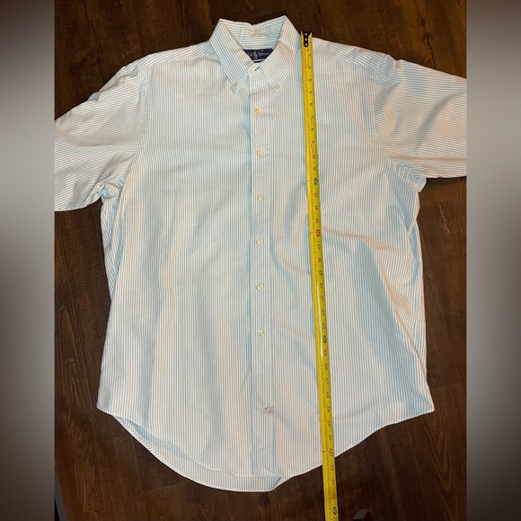 RALPH LAUREN Teal Stripe Oxford Button Down Shirt Size 16.5-35 - Picture 5 of 8